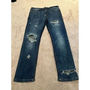 ROHM Jeans Men's 33x30 Distressed Slim Straight Leg Jeans